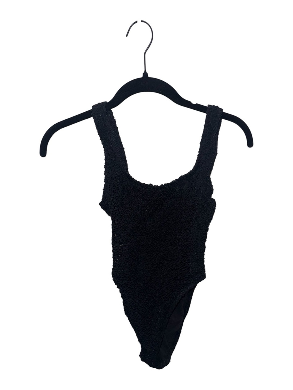 Tango Rose Black Textured One Piece Swimsuit Open Back Built In Bra Small - Picture 3 of 8